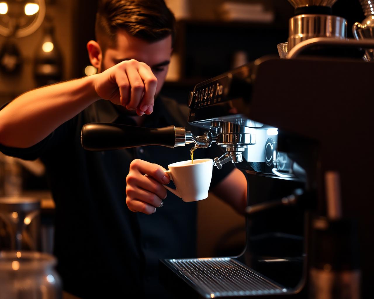 Dolce Shot barista pulling an espresso